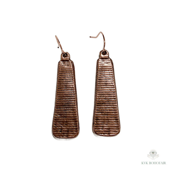 Handcrafted Antique Copper Tribal Earrings - Boho Ethnic Dangles