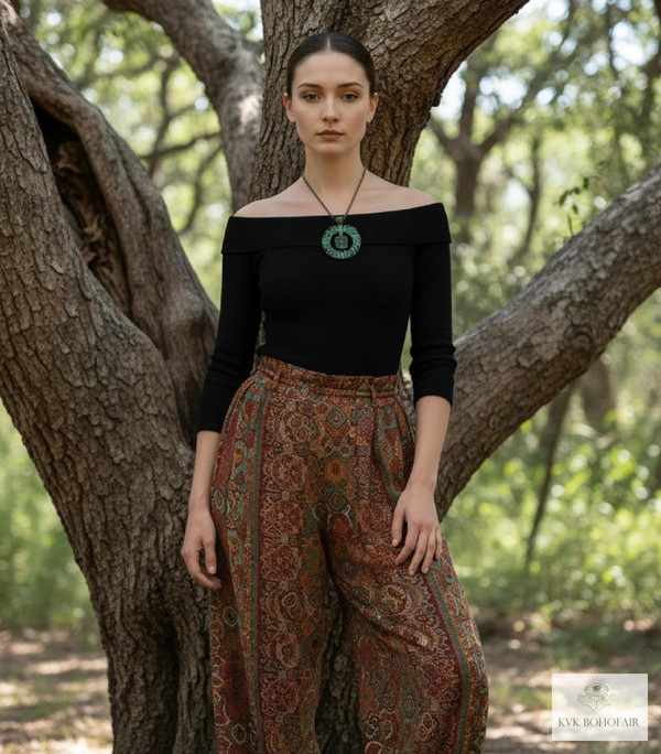 Handcrafted Brass Patina Circle Necklace | Spiral Pendant Jewelry