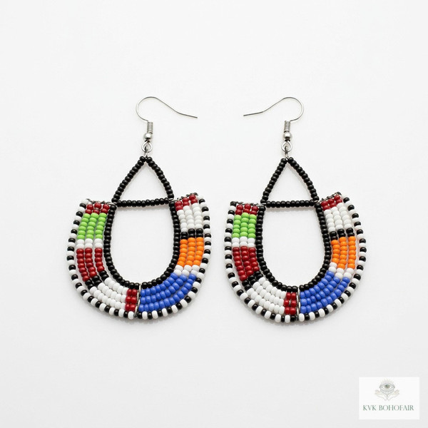 Maasai Beaded Earrings - Statement African Earrings