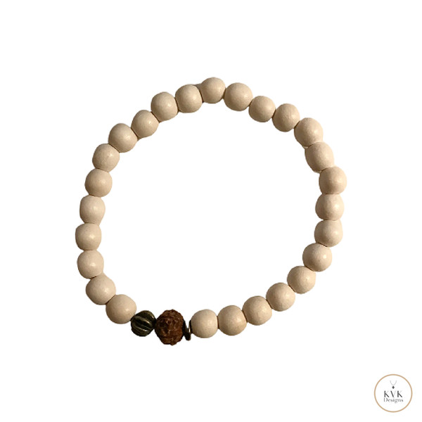 White Wood Bead Bracelet