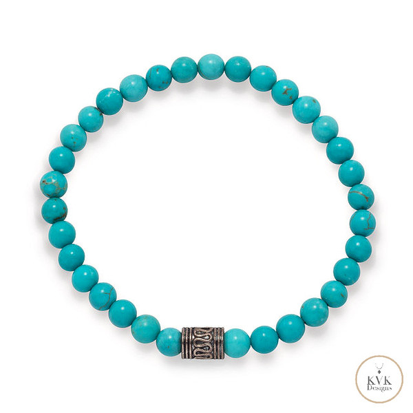Blue Magnesite Bead Bracelet on a white background