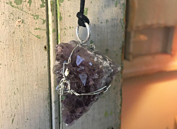 Raw Amethyst Wire Wrapped Necklace