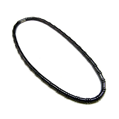 Men's Magnetic Hematite Cylindrical Bead Necklace