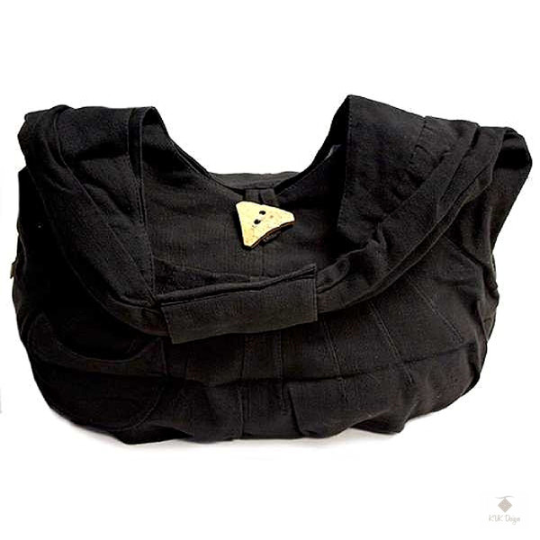 Black Cotton Hobo Bag