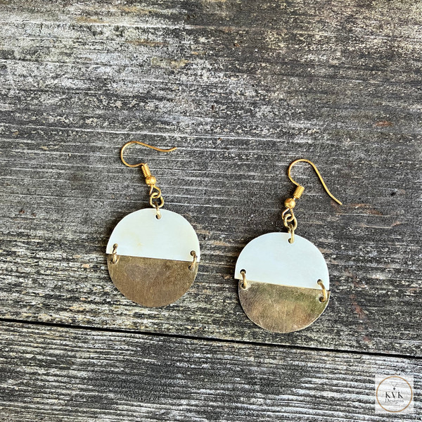 Brass Circle Horn Earrings