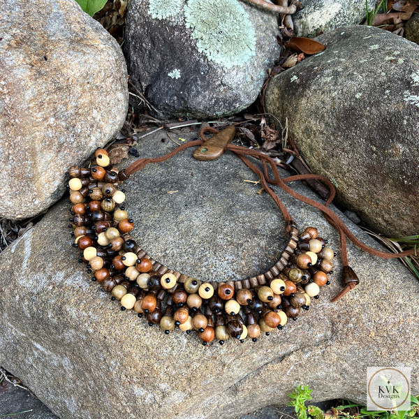 Flora Wood Bead Necklace