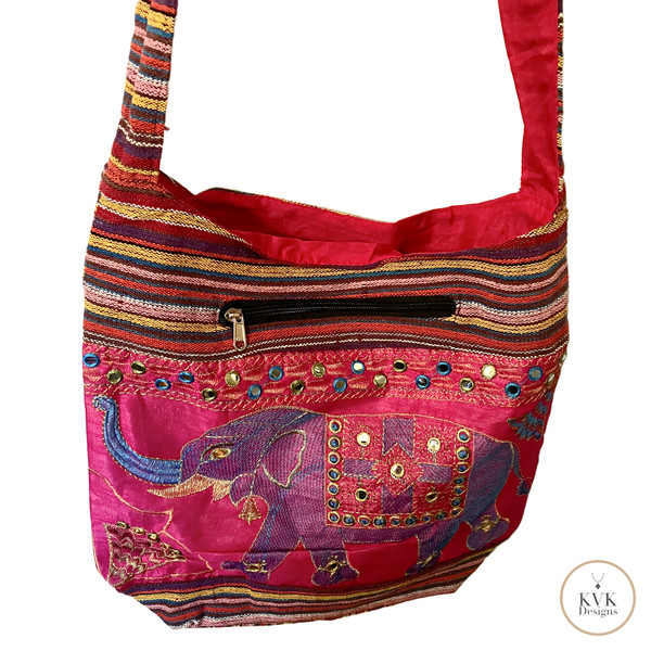 Boho Chic Pink Elephant Crossbody Bag