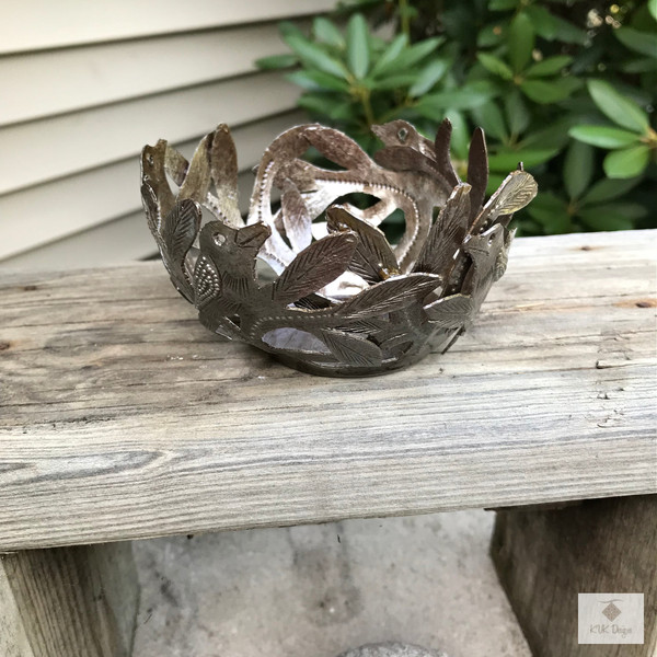 Handcrafted Haitian Metal Bird Bowl