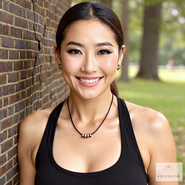 Boho Silver Bead Choker Necklace worn by our model