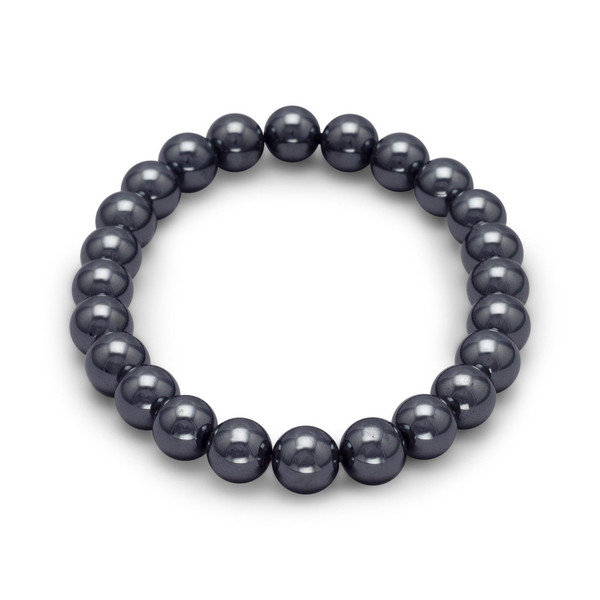 Men's Magnetic Hematite Round Bead Bracelet