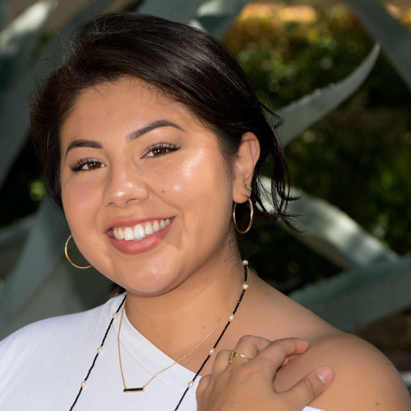 14 Karat Gold Plated Diamond Chip Necklace worn by model