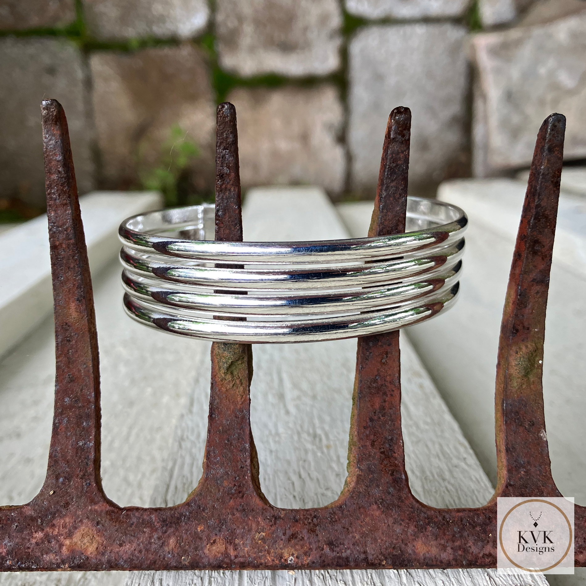 Alpaca Silver Cuff Bracelet - Handcrafted Natural Stone Jewelry