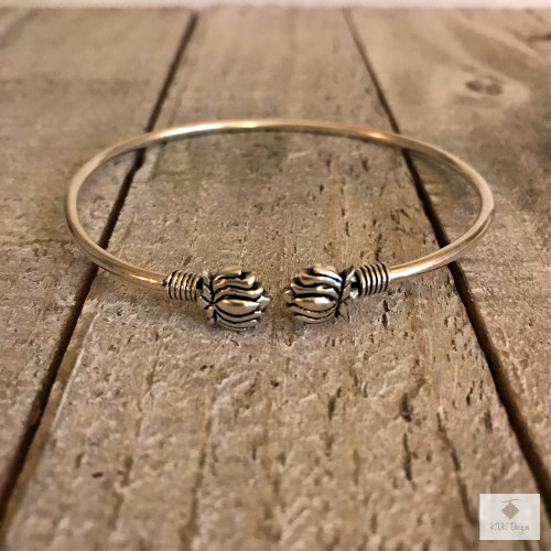 Lotus Flower Bracelet: Silver Bangle Bracelet