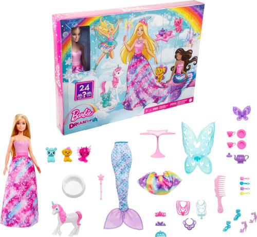 Barbie Dreamtopia Fairytale Surprise Box with Barbie Doll and 24 Gifts Including Fairytale Fashions, Magical Pets and Accessories Mattel 2022
