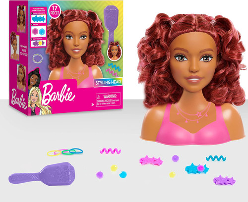 Barbie Small Styling Head, Brown Hair, 17-pieces, Pretend Play, Kids Toys for Ages 3 Up by Just Play Amazon Exclusive 2022