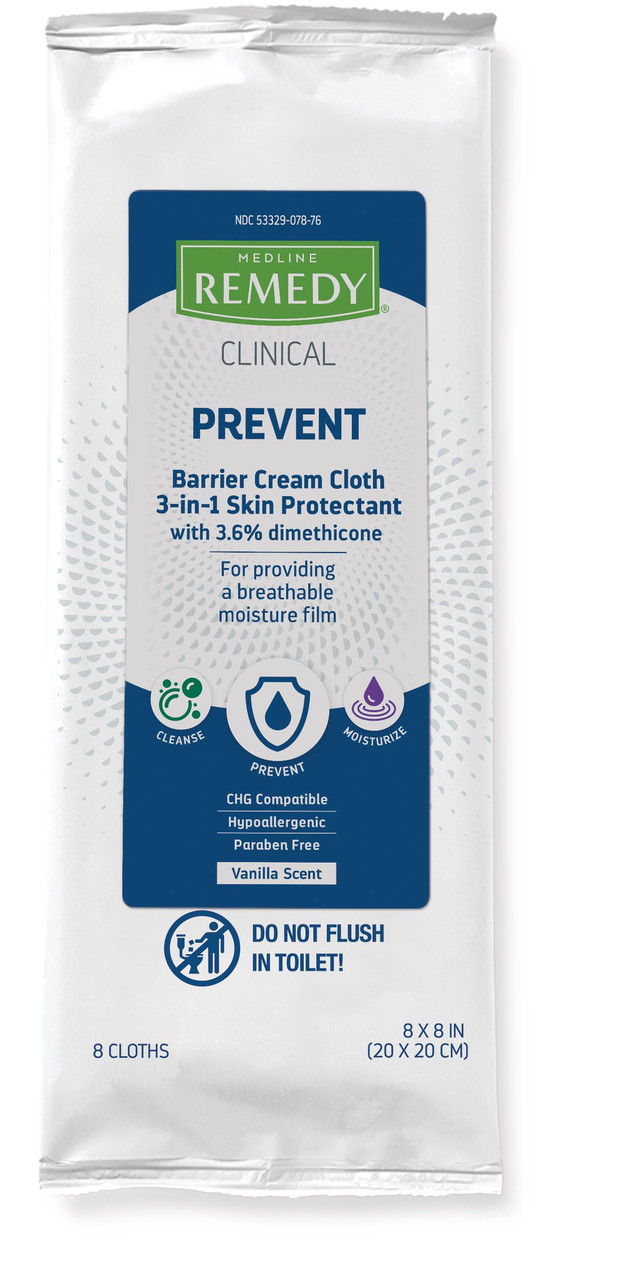 Medline Remedy Clinical 3-in-1 Barrier Cream Cloths