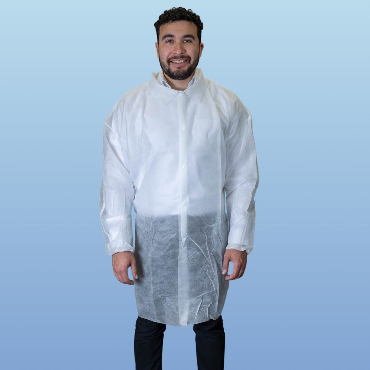 Keystone White Disposable Frocks - Elastic Wrist, No Pockets