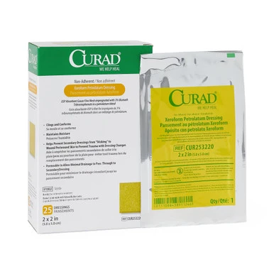 CURAD Xeroform Gauze Dressing, Sterile, 2" x 2", 50/case