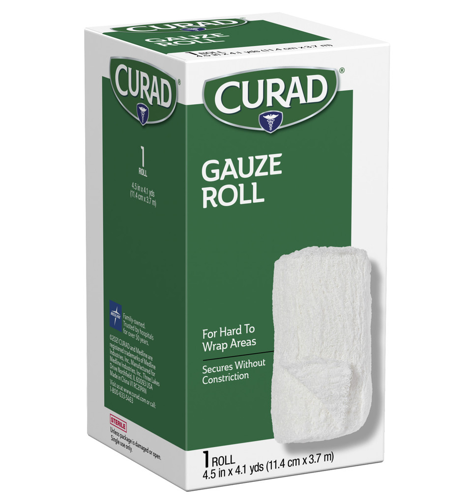 CURAD Sterile 100% Cotton Gauze Roll, 4.5 x 4 yd.