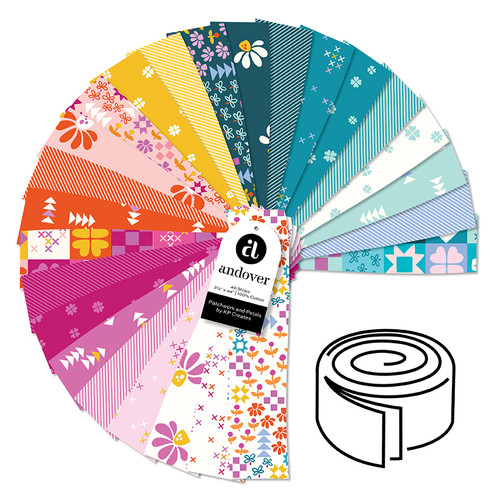 Patchwork and Petals - 2.5 Inch Strip Roll - 40 Cuts Each