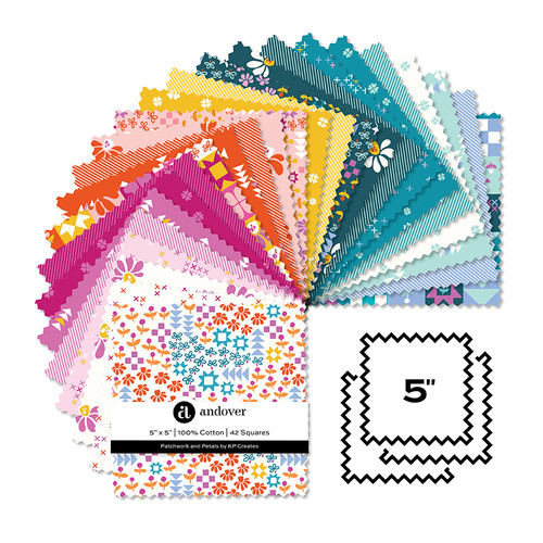 Patchwork and Petals - 5 Inch Square - 42 Cuts Each
