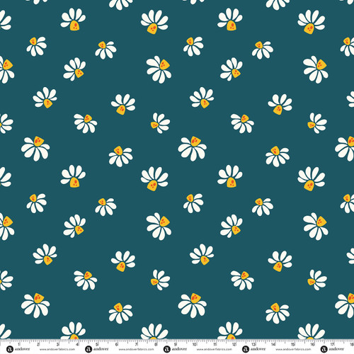 Patchwork and Petals by KP Creates Cheerful Blooms Midnight Teal