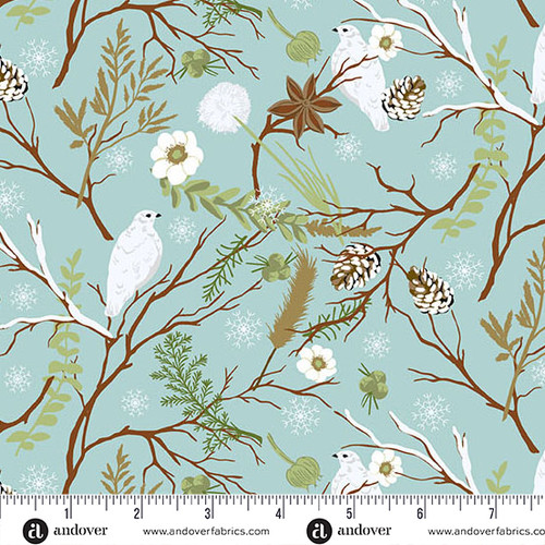 Nordic Solstice by Gudrun Erla of GE Designs Birch Grove Glacier Mist