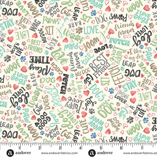 Pooch by Makower UK Text Cream