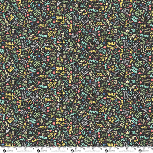 Pooch by Makower UK Text Grey