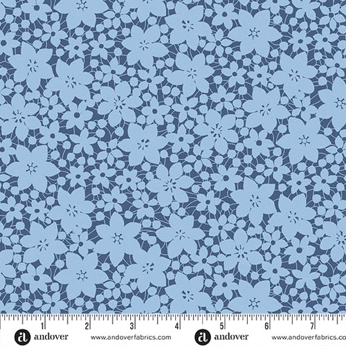 Color Me Whispered by Stephanie Organes Laced Blooms Blue Cotton