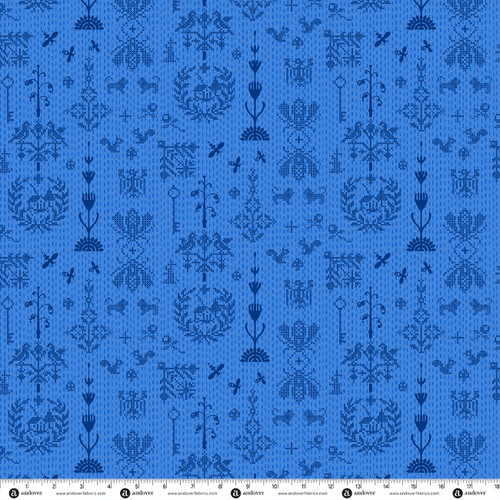 Sun Print 2027 by Alison Glass Redwork Blue