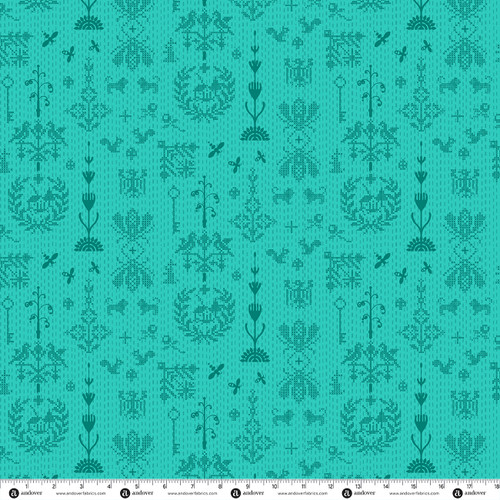 Sun Print 2027 by Alison Glass Redwork Teal