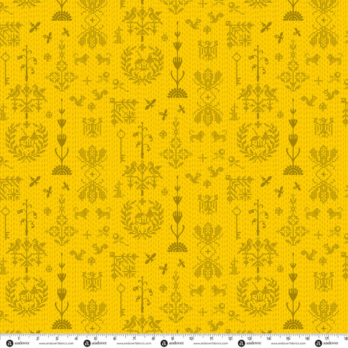 Sun Print 2027 by Alison Glass Redwork Yellow