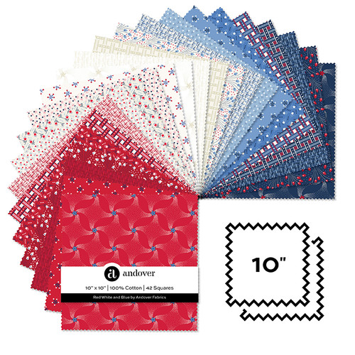 Red White and Blue - 10 Inch Square - 42 Cuts Each
