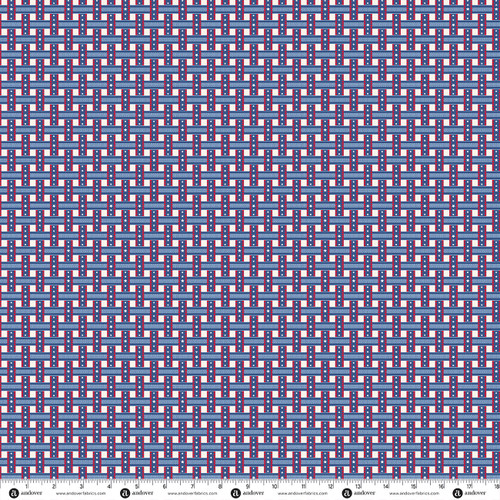 Red White and Blue by Andover Fabrics Plaid Stars Blue
