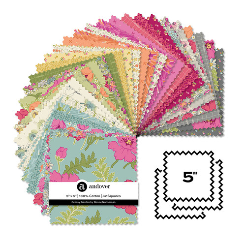 Groovy Garden - 5 Inch Square - 42 Cuts Each