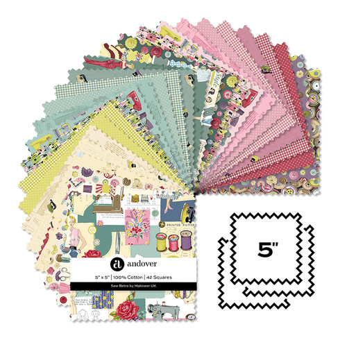 Sew Retro - 5 Inch Square - 42 Cuts Each