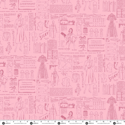Sew Retro by Makower UK Tonal Pattern Pink