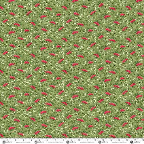 Jollyberry by Andover Fabrics Poinsettia Scroll Pine