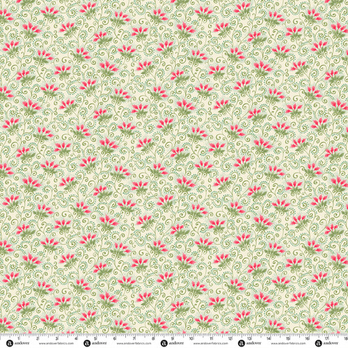 Jollyberry by Andover Fabrics Poinsettia Scroll Snowball