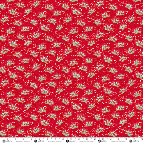 Jollyberry by Andover Fabrics Poinsettia Scroll Red