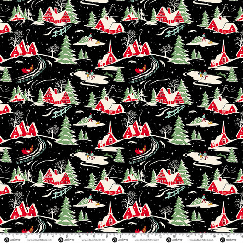 Home for the Holidays by Andover Fabrics Winter Wonderland Midnight