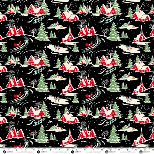Home for the Holidays by Andover Fabrics Winter Wonderland Midnight