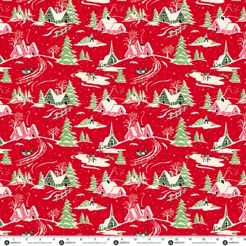 Home for the Holidays by Andover Fabrics Winter Wonderland Christmas Red