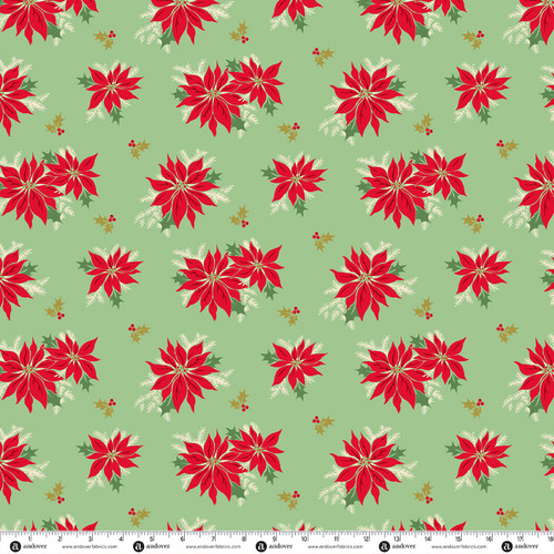 Home for the Holidays by Andover Fabrics Poinsettia Pistachio