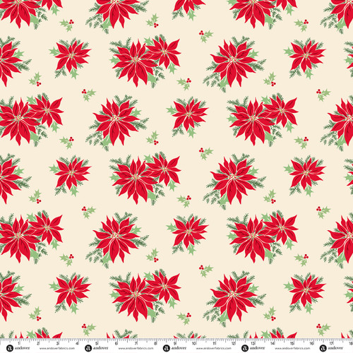 Home for the Holidays by Andover Fabrics Poinsettia Ivory
