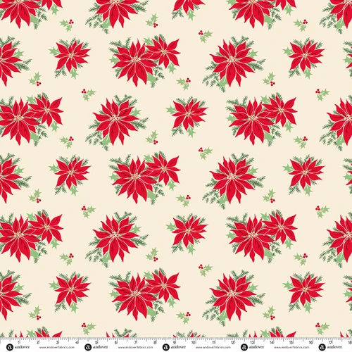 Home for the Holidays by Andover Fabrics Poinsettia Ivory