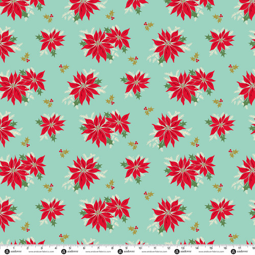 Home for the Holidays by Andover Fabrics Poinsettia Glacier