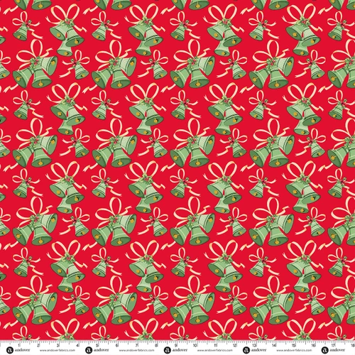 Home for the Holidays by Andover Fabrics Solstice Bells Christmas Red