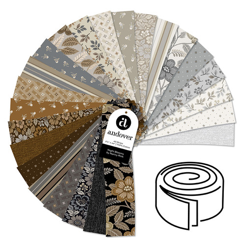 Night Blooms - 2.5 Inch Strip Roll - 40 Cuts Each